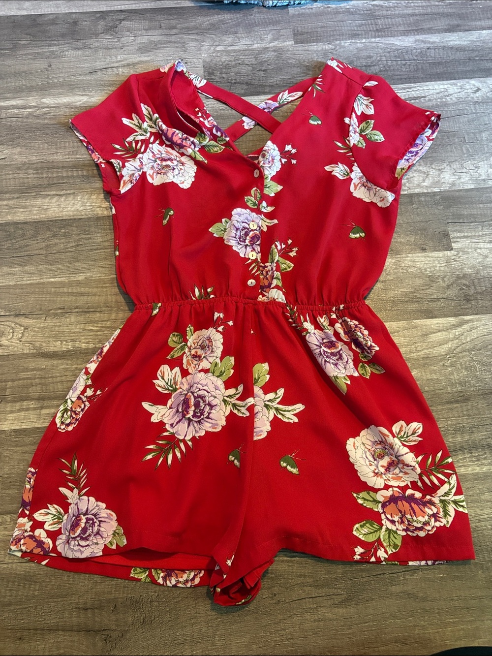 Women’s Red Floral Romper